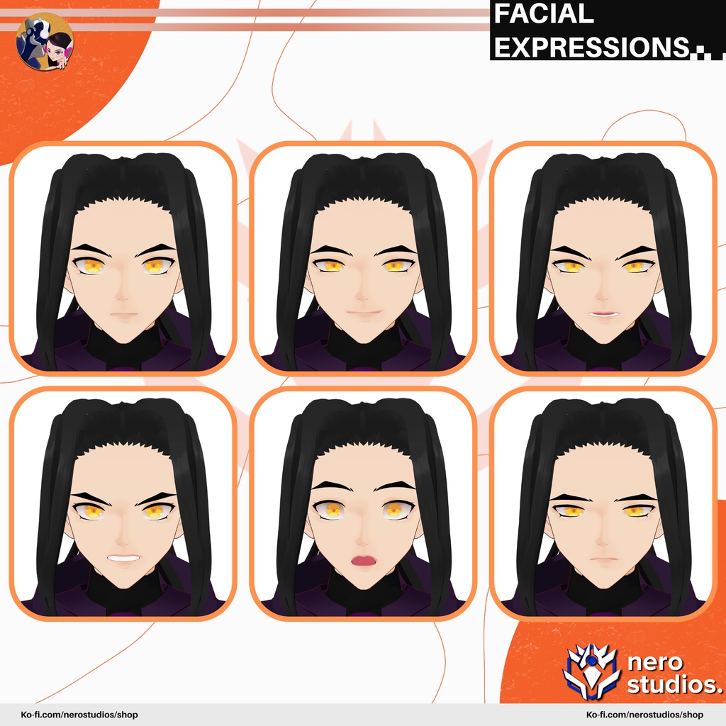 Vampire set Vroid models, Halloween texture and assets presets to use in your own Vroid Studio models / 3Dモデル ヴァンパイア 鬼 サキュバス 黒のドレス ゴシック 髪型のテクスチャ ハロウィン ハロウィンセット