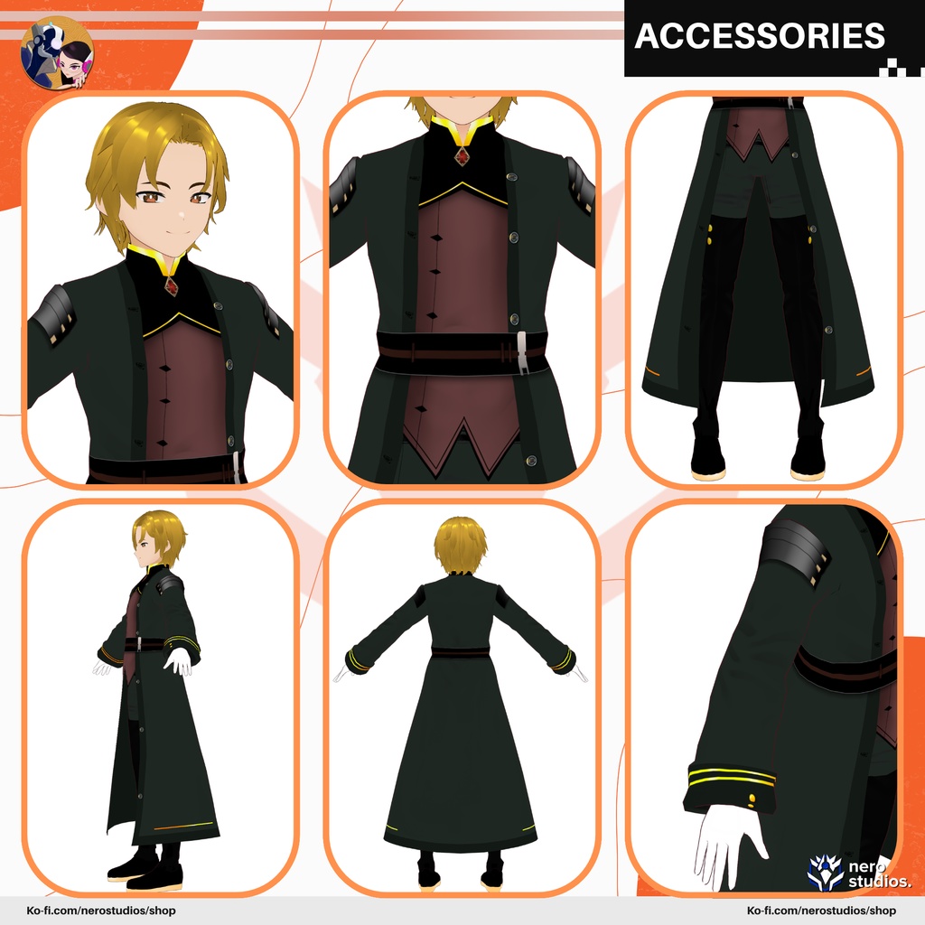 3D Vtubers, Vroid clothes, vtuber clothing, Vtuber hairstyle preset and all texture military themed Vroid file and VRM all included / 3Dモデル コート ドレス 軍 陸軍 軍隊 軍事的 制服 ユニフォーム エレガント 女の子 和風