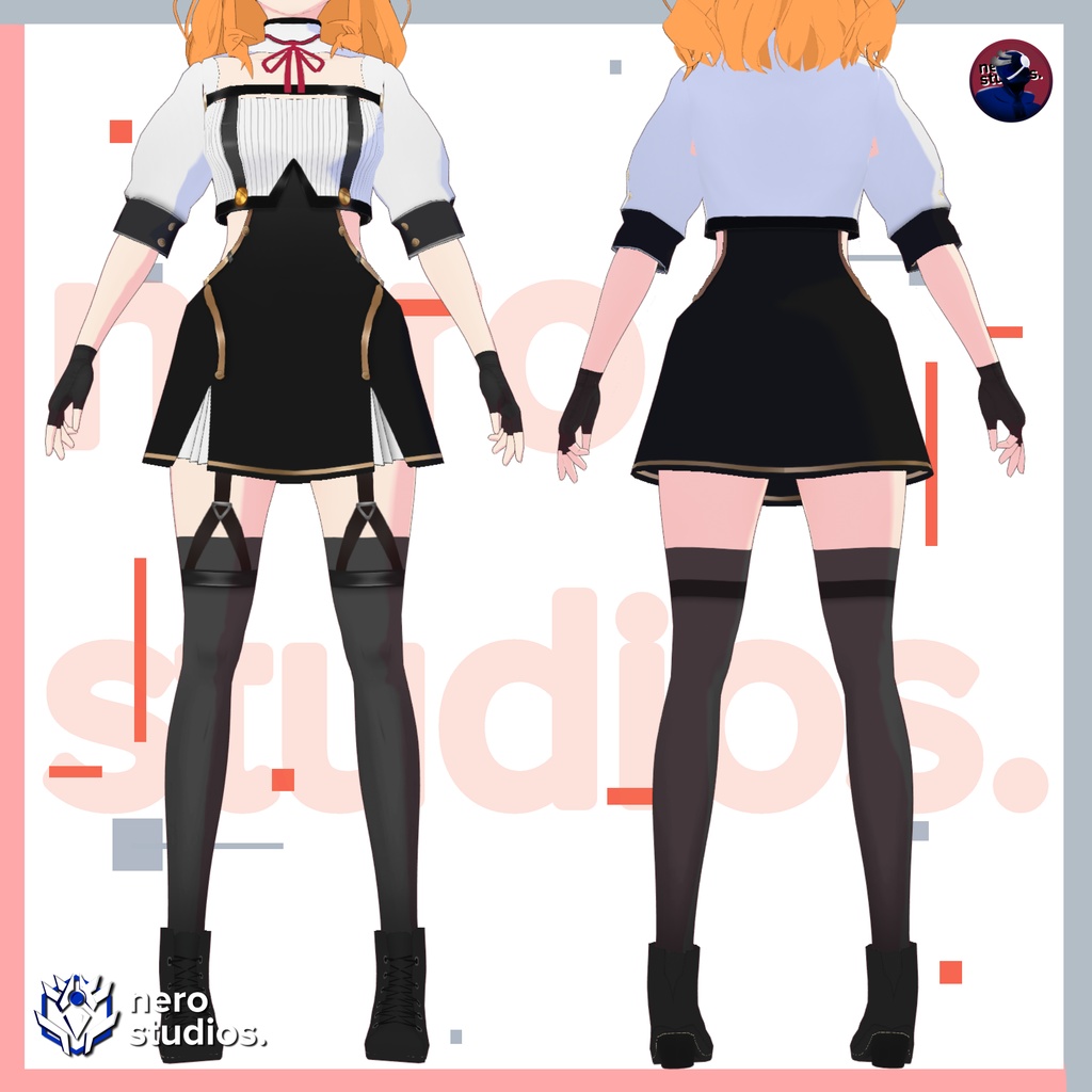 3D Vtubers, Vroid clothes, vtuber clothing, Vtuber hairstyle preset and all texture military themed Vroid file and VRM all included / 3Dモデル コート ドレス 軍 陸軍 軍隊 軍事的 制服 ユニフォーム エレガント 女の子