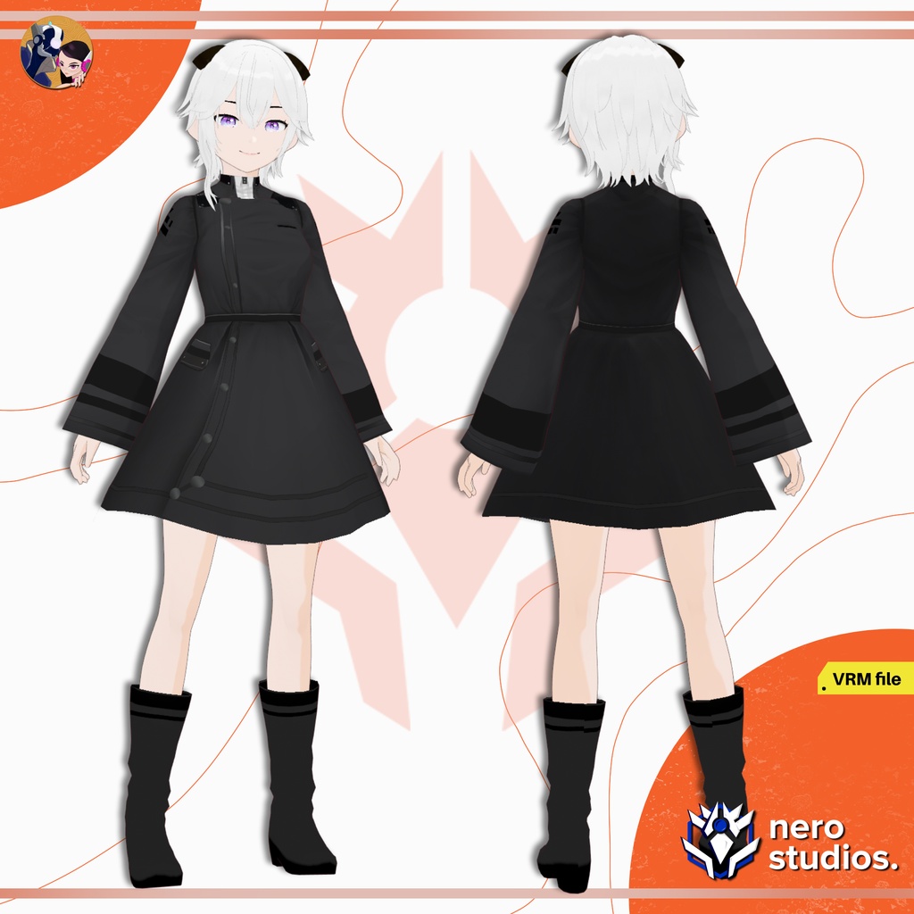 3D Vtubers, Vroid clothes, vtuber clothing, Vtuber hairstyle preset and all texture military themed Vroid file and VRM all included / 3Dモデル コート ドレス 軍 陸軍 軍隊 軍事的 制服 ユニフォーム エレガント 女の子 和風