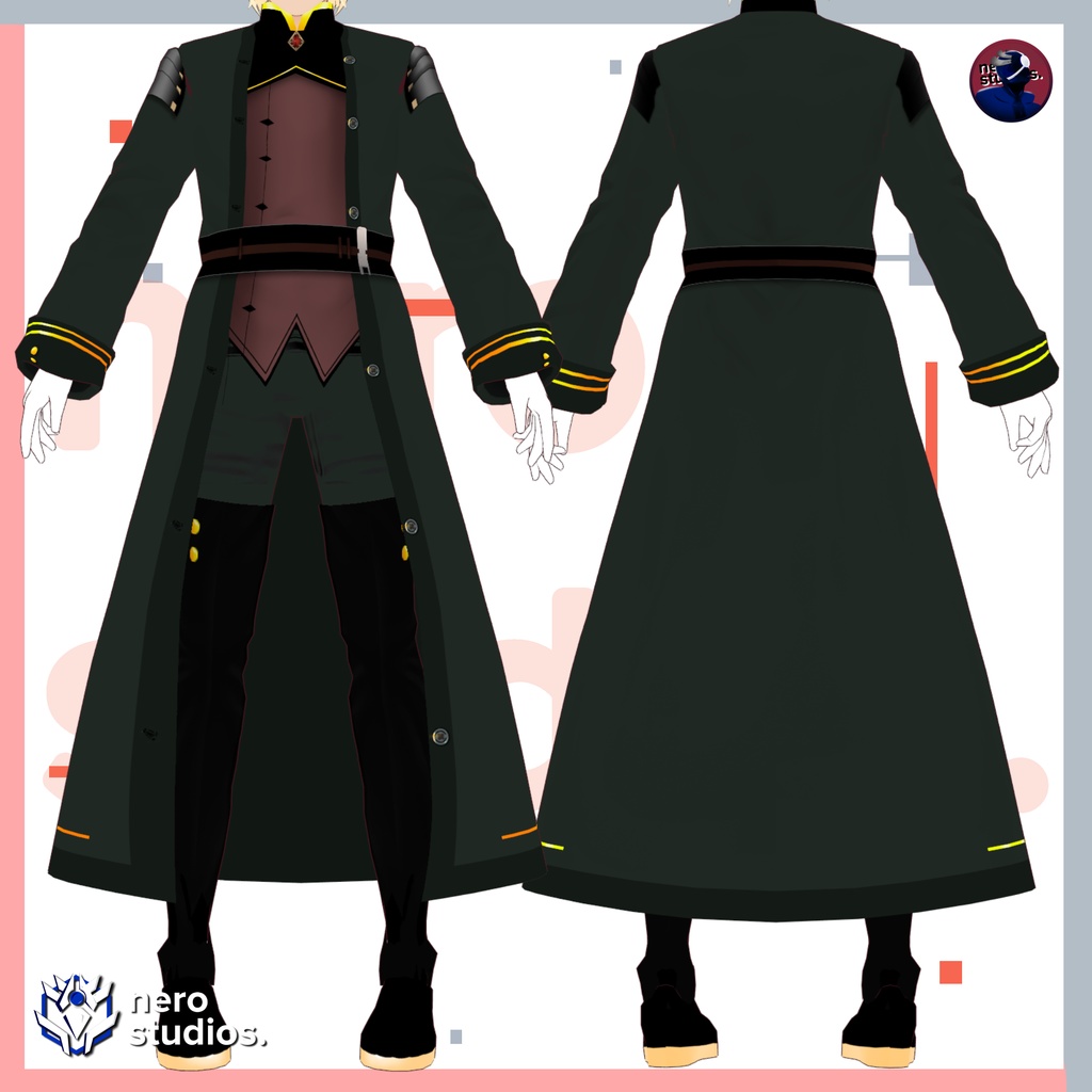 3D Vtubers, Vroid clothes, vtuber clothing, Vtuber hairstyle preset and all texture military themed Vroid file and VRM all included / 3Dモデル コート ドレス 軍 陸軍 軍隊 軍事的 制服 ユニフォーム エレガント 女の子