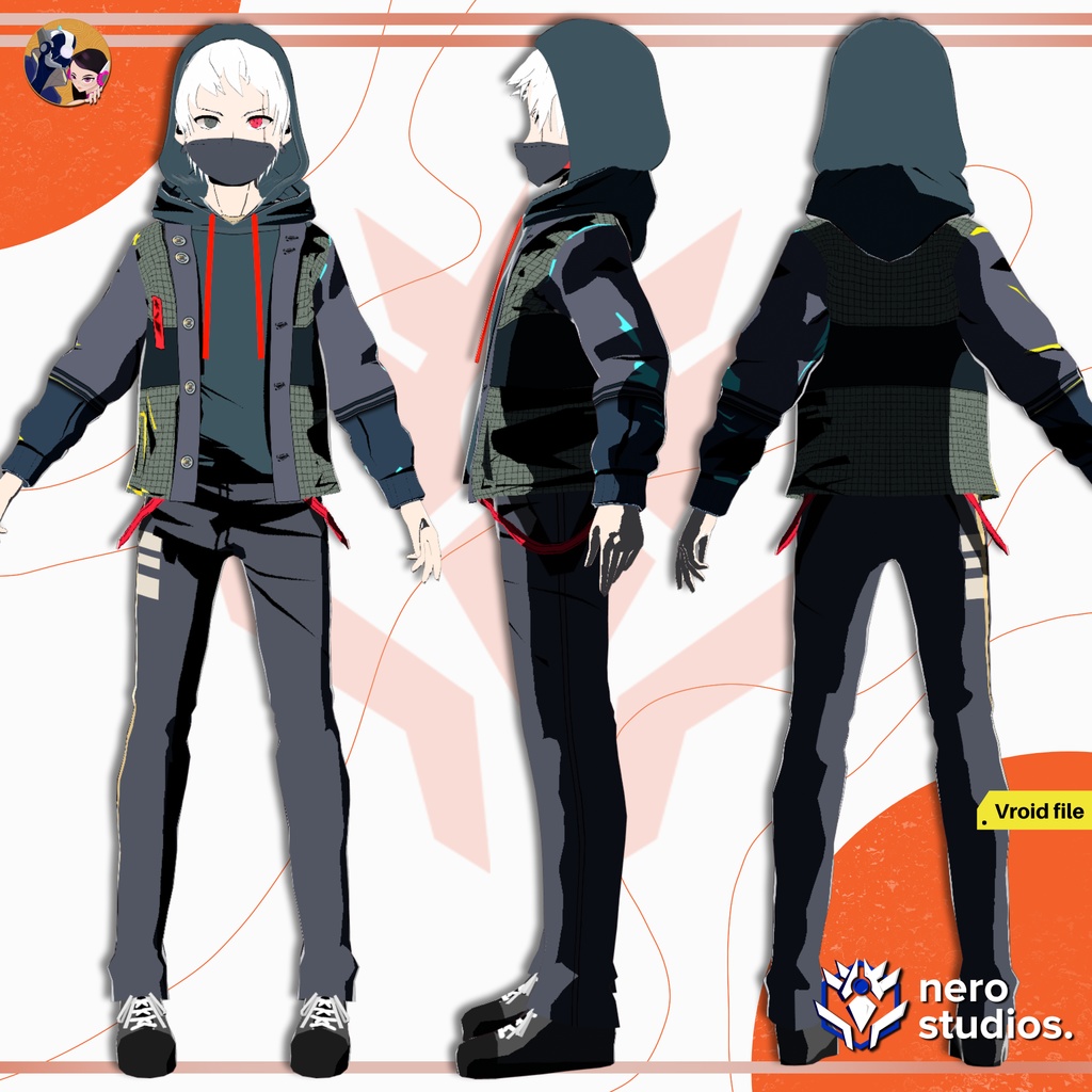 Kakashi urban style 2D hard shading, cell shaded, urban wear (vroid file) / 都会的なスタイル VRoid用衣装