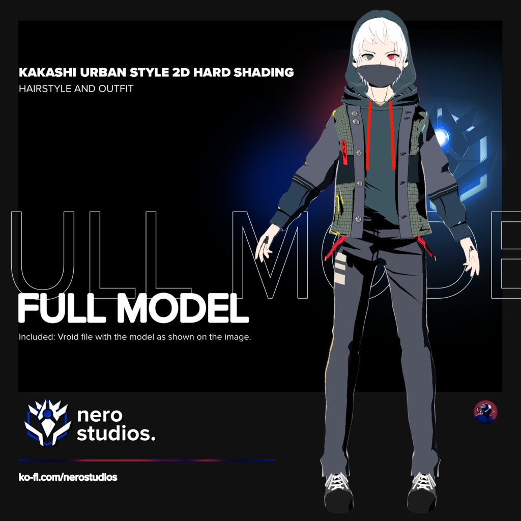 Kakashi urban style 2D hard shading (vroid file) / 都会的なスタイル 