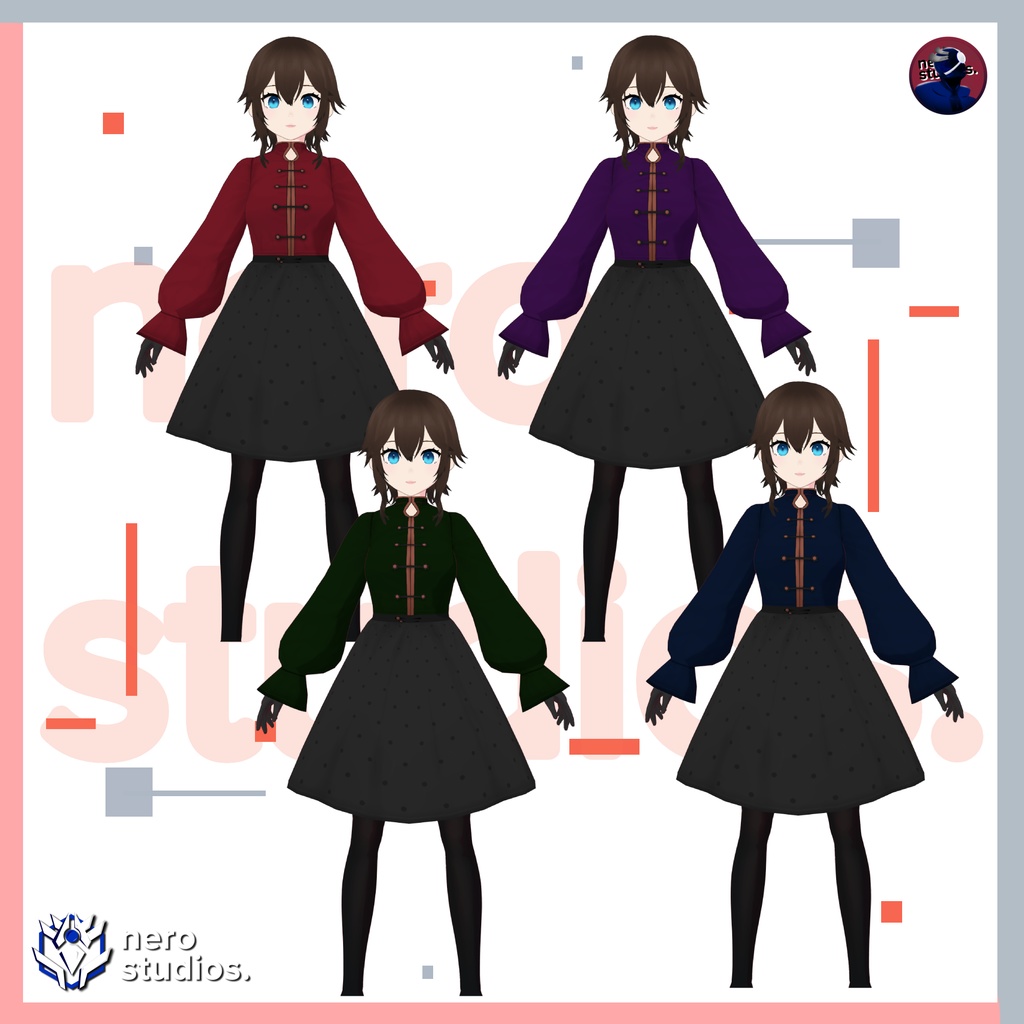 WINTER OUTFIT DRESS ASIAN STYLE JAPANESE VROID (4 color variation) (re-edited)