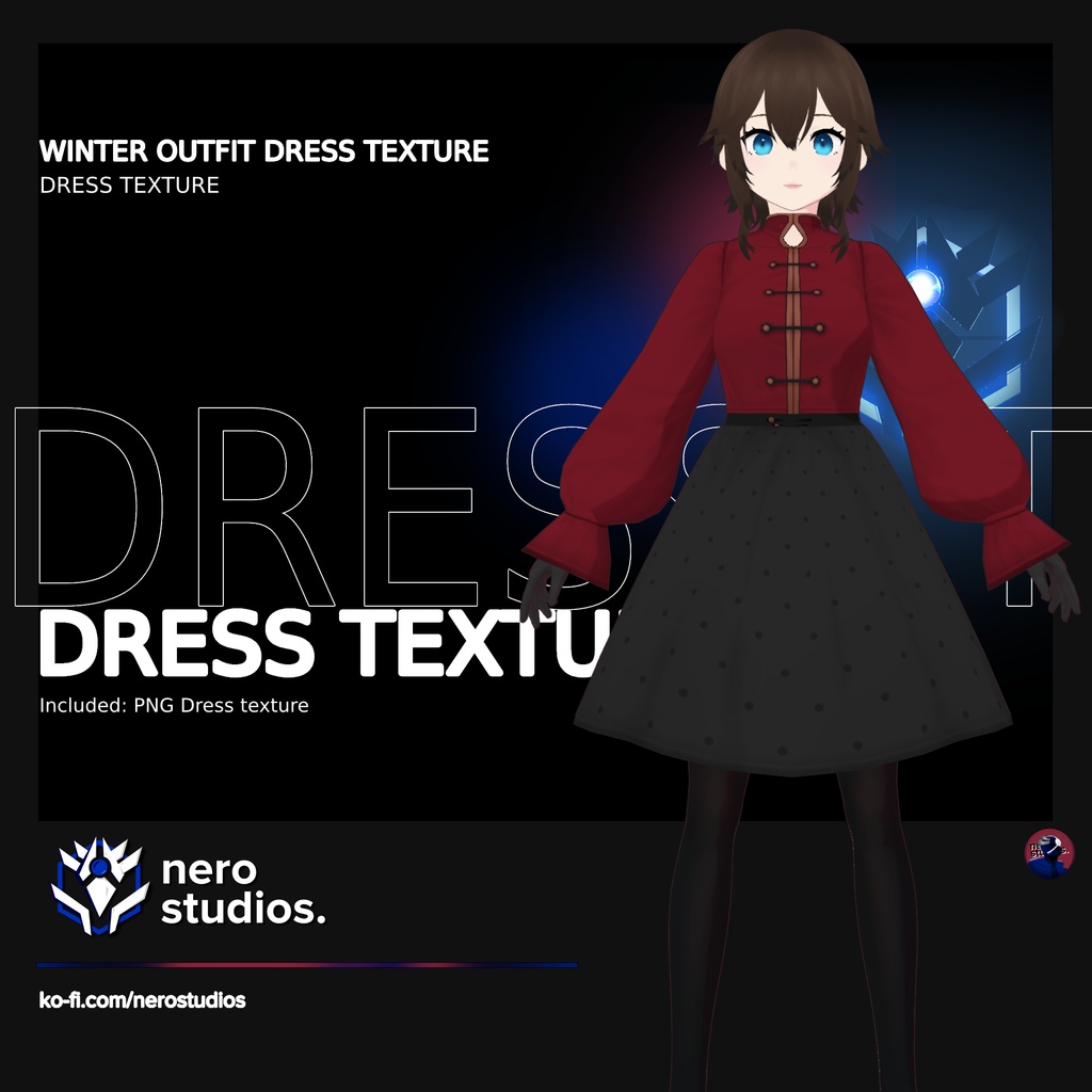 WINTER OUTFIT DRESS ASIAN STYLE JAPANESE VROID (4 color variation) (re-edited)