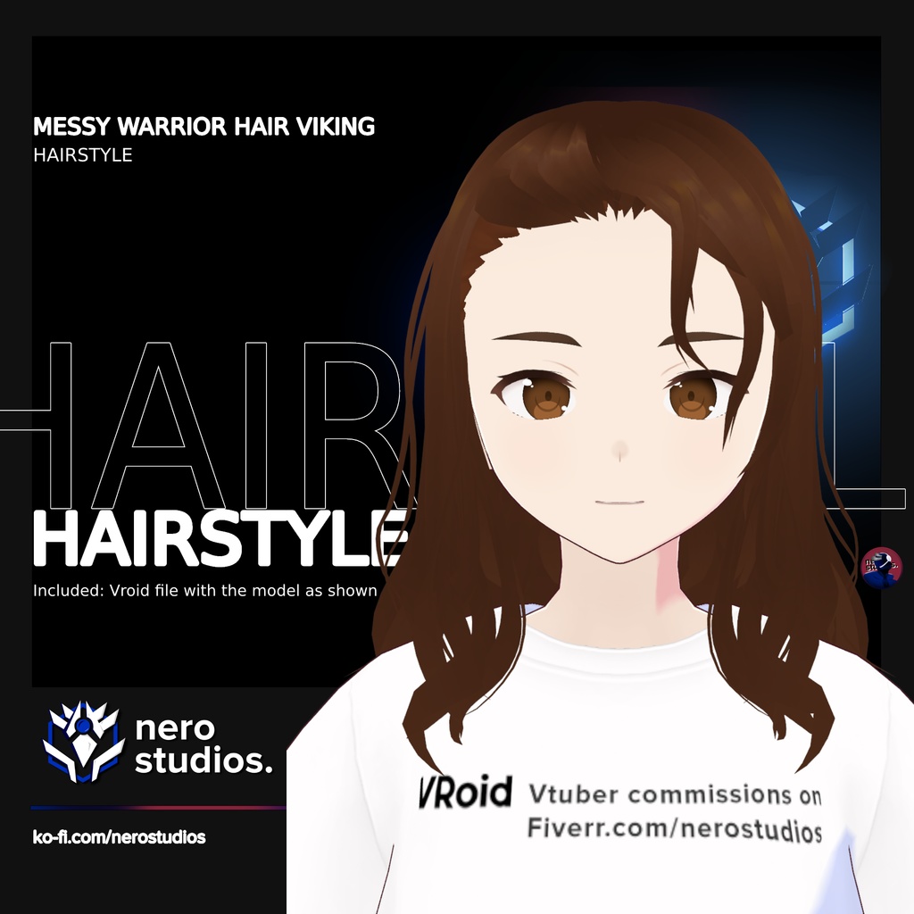 MESSY WARRIOR HAIR VIKING HAIRSTYLE (VROID FILE) (re-edited)