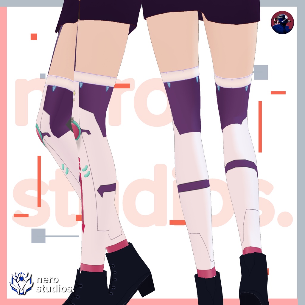 SOCKS SCIFI TECH WEAR CUTE CANDY PINK ROBOT ARMOR VROID TEXTURE (re-edited)