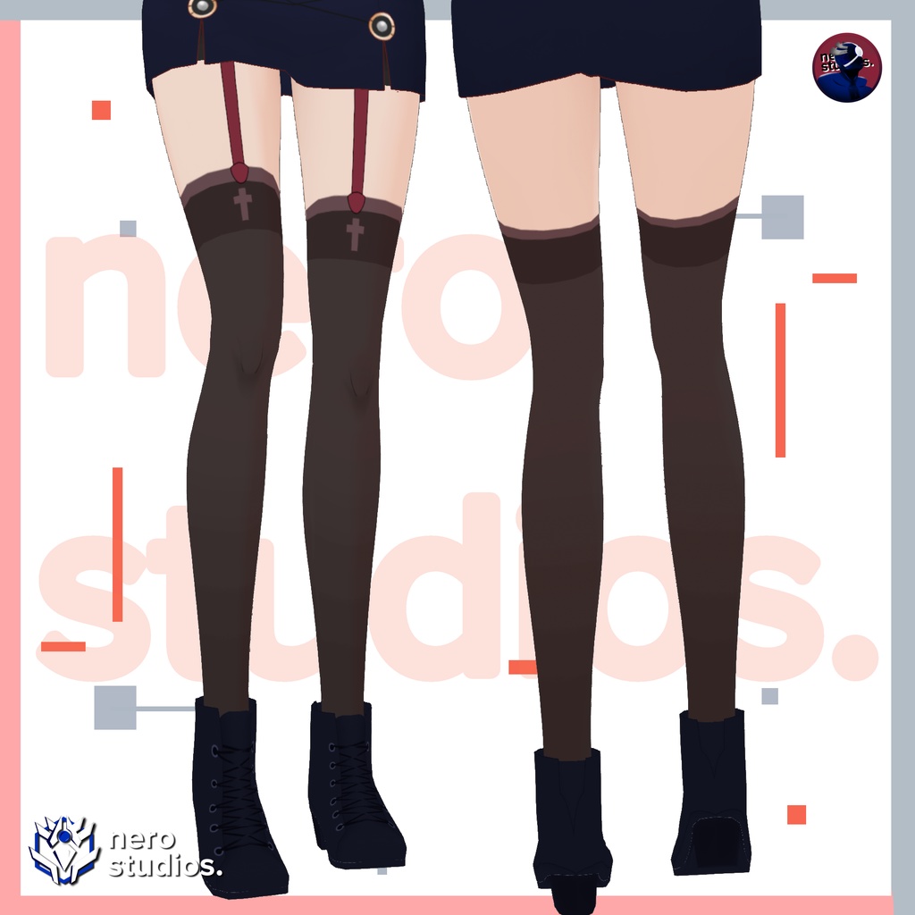 SOCKS NURSE MEDIC STOCKINGS SEXY STRAP CROSS VROID TEXTURE (re-edited) / セクシーなストッキング 可愛い ゴシック ストッキング ソックス ファンタジー 黒 ハイタイツ VRoid用 タイツ&ソックスグ ソックス