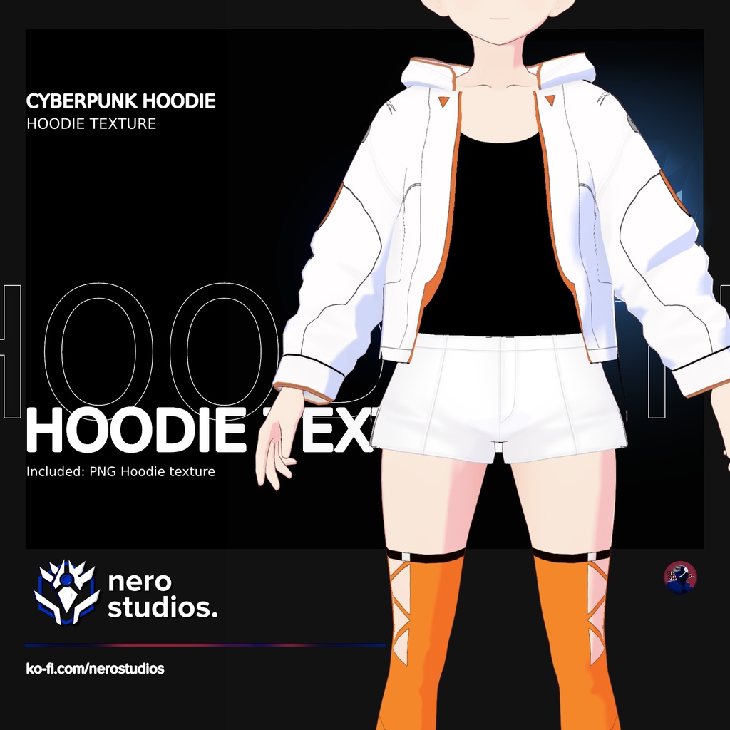 HOODIE CYBERPUNK TECH WEAR SCIFI MODERN CASUAL VROID TEXTURE (re-edited)