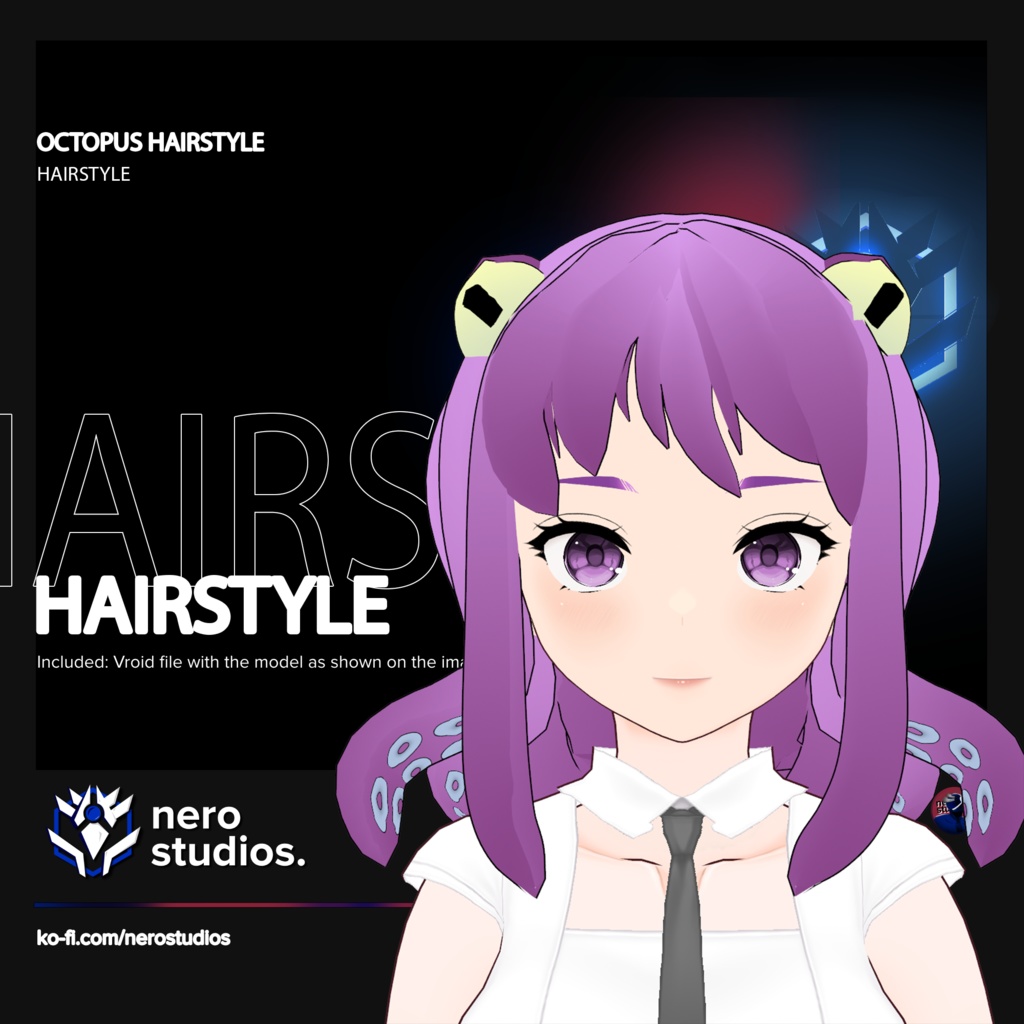 OCTOPUS FUNNY HAIRSTYLE (Vroid file) / ヘア タコ 髪型 ハロウィン 女の子