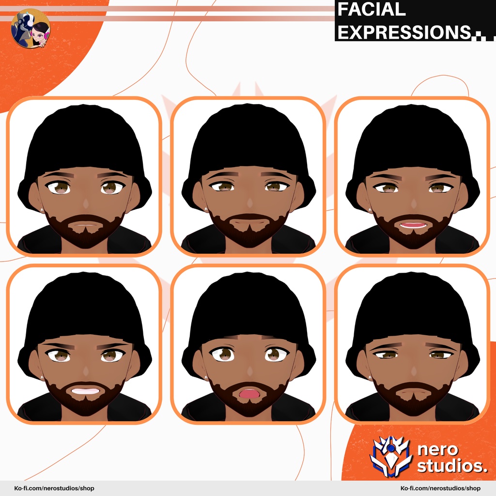 URBAN OUTFIT WITH CHAINS BEANNIE AND BEARD, URBAN STYLE, URBAN WEAR (Vroid file) / 都会的な