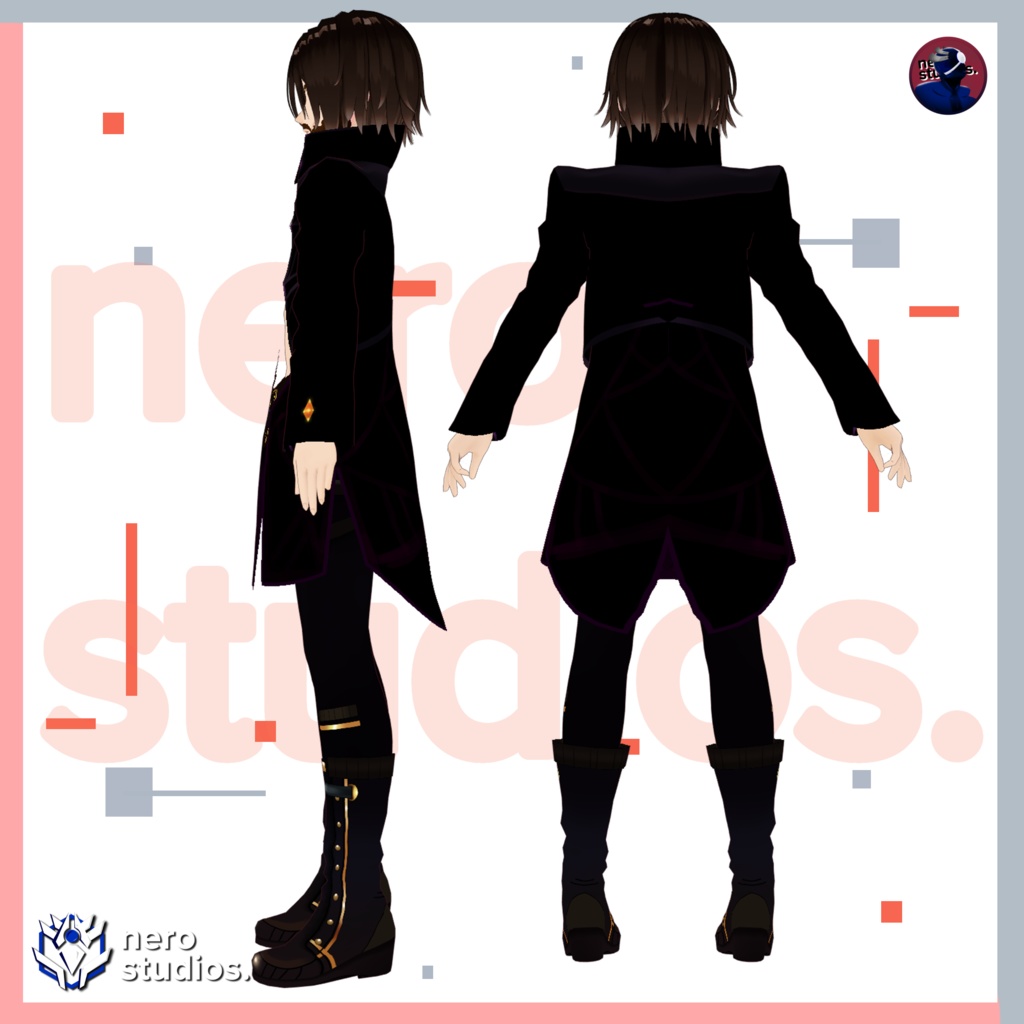 WIZARD MALE OPEN CHEST BOOTS FINAL FANTASY INSPIRED (Vroid file) / ウィザード  ファイナルファンタジー ゴシック男性 ヴァンパイア ハロウィン
