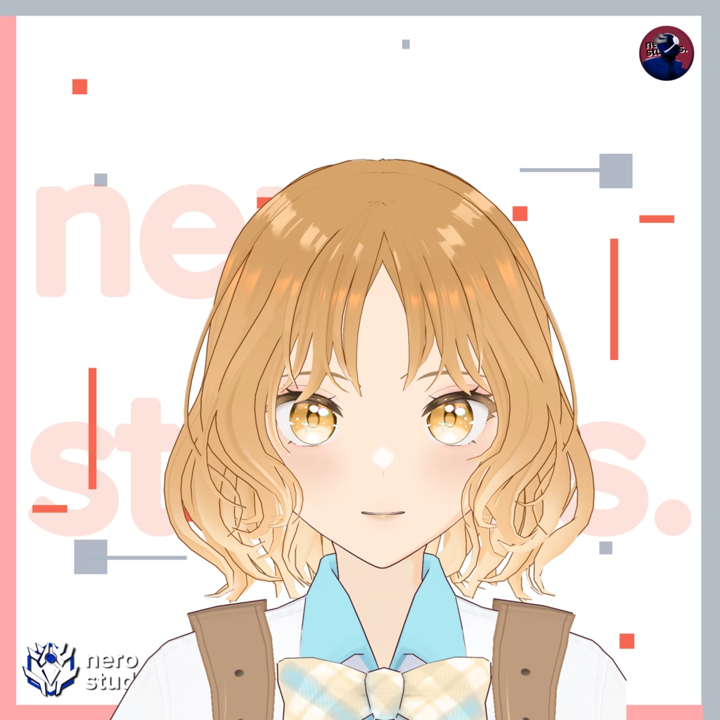 ART CLASS CUTE ANIME GIRL (Vroid file) / 制服 女子高生 スカート 髪型 女の子