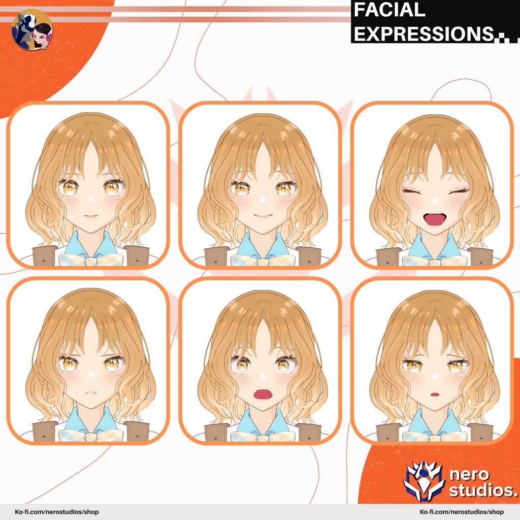 ART CLASS CUTE ANIME GIRL (Vroid file) / 制服 女子高生 スカート 髪型 女の子