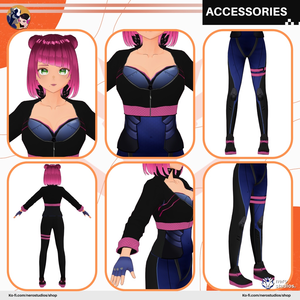 SCI FI GIRL BODYSUIT FULL OUTFIT (Vroid file) / SF 女の子 ボディスーツ サイバーパンク