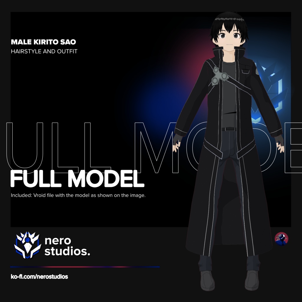 MALE KIRITO MODEL FROM SWORD ART ONLINE (Vroid file)