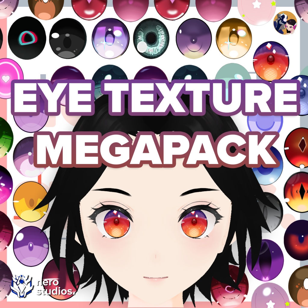 VROID EYE TEXTURE SET (34 vroid eyes iris set texture variations) / VRoidの目セット 石英(宝石) 目(瞳)  虹彩 【VRoid向け瞳テクスチャ】