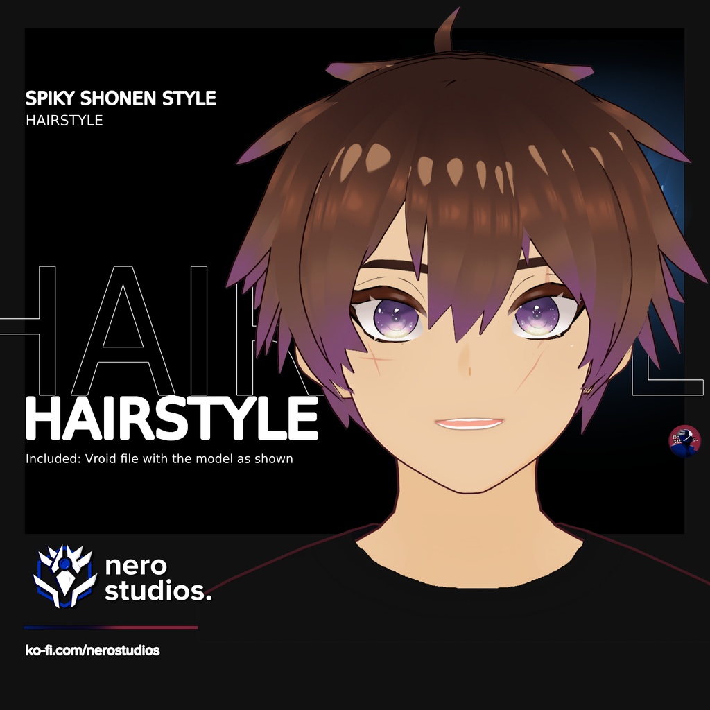SPIKED SHONEN HAIRSTYLE SPIKY MESSY (VROID FILE) (re-edited)