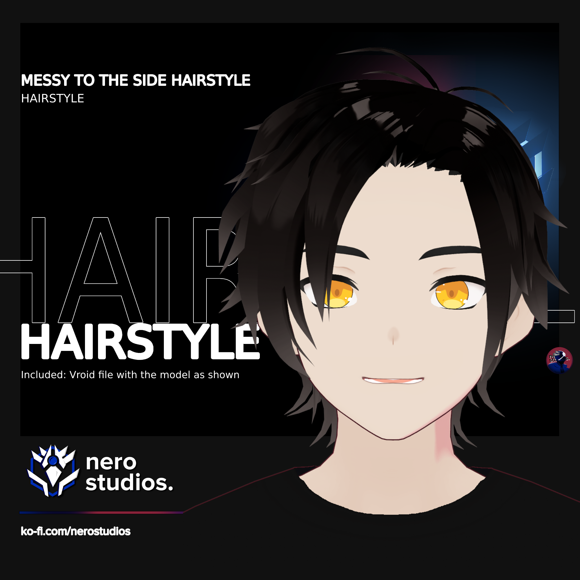 MESSY TO THE SIDE HAIRSTYLE (VROID FILE) / (VROIDファイル） 乱れた髪 髪型 めちゃくちゃ