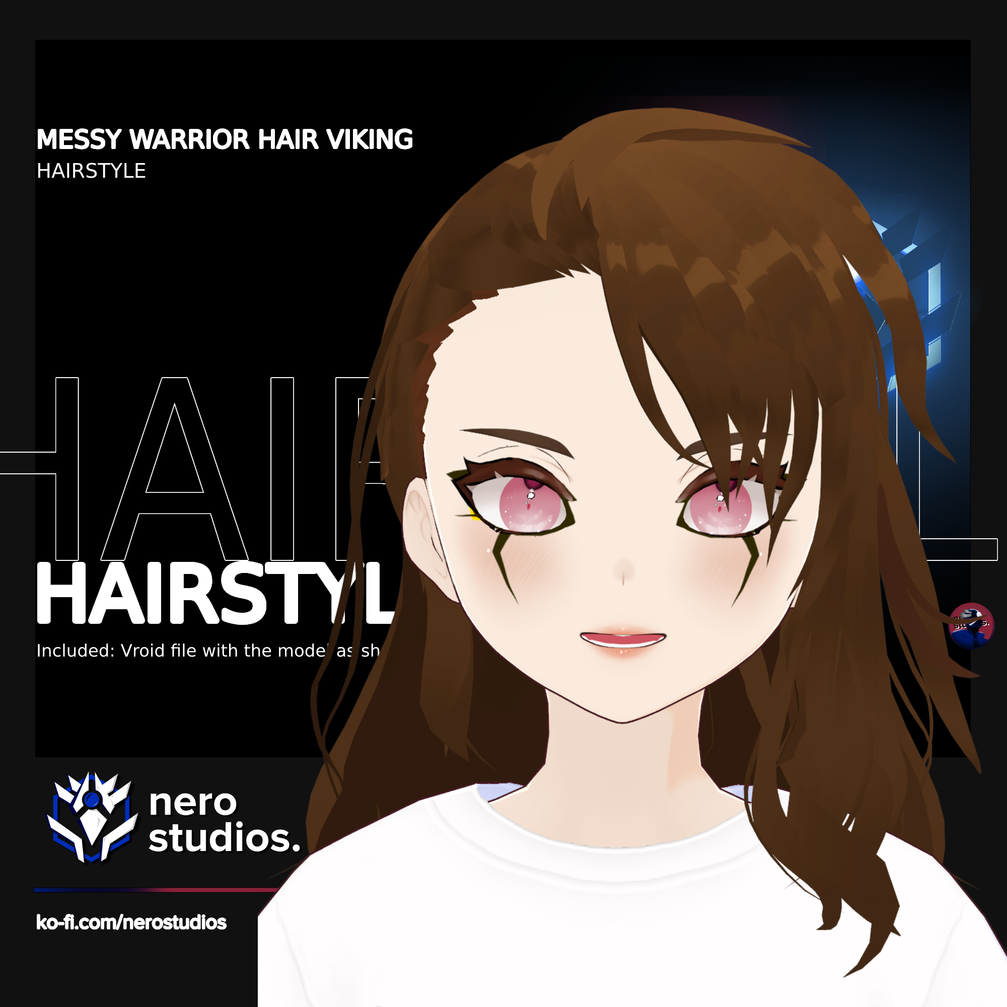 MESSY WARRIOR HAIR VIKING HAIRSTYLE (VROID FILE) (re-edited) / バイキング 戦士 の髪型 女の子