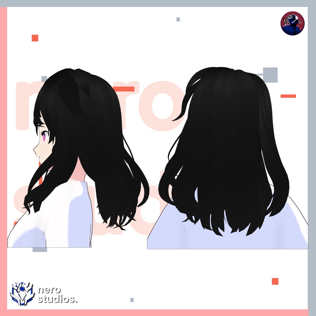 5 VROID HAIRSTYLES SET #2 (5 VROID FILES) / Vtuber hairstyles / Vroid hair assets ヘア ポニーテール 赤毛 ショートヘア 半坊主 髪