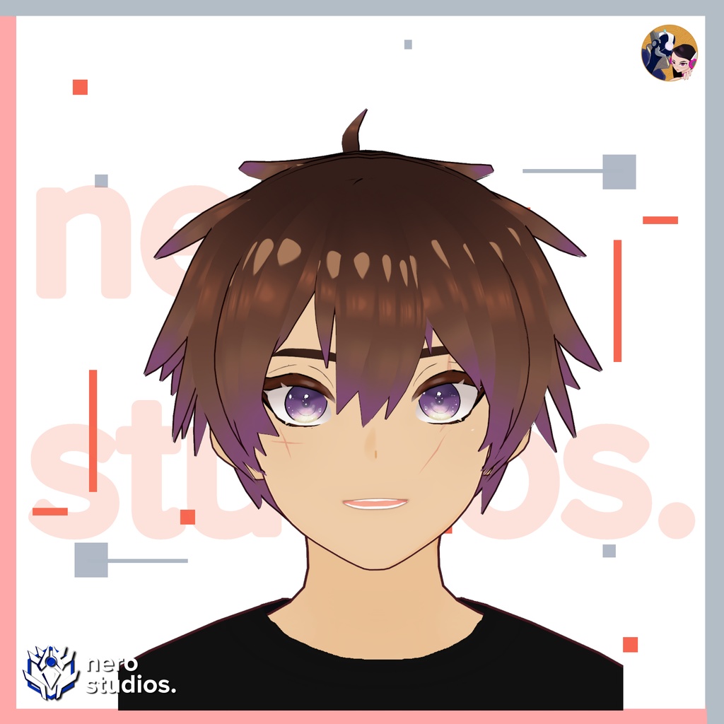 5 VROID HAIRSTYLES SET #2 (5 VROID FILES) / Vtuber hairstyles / Vroid hair assets ヘア ポニーテール 赤毛 ショートヘア 半坊主 髪