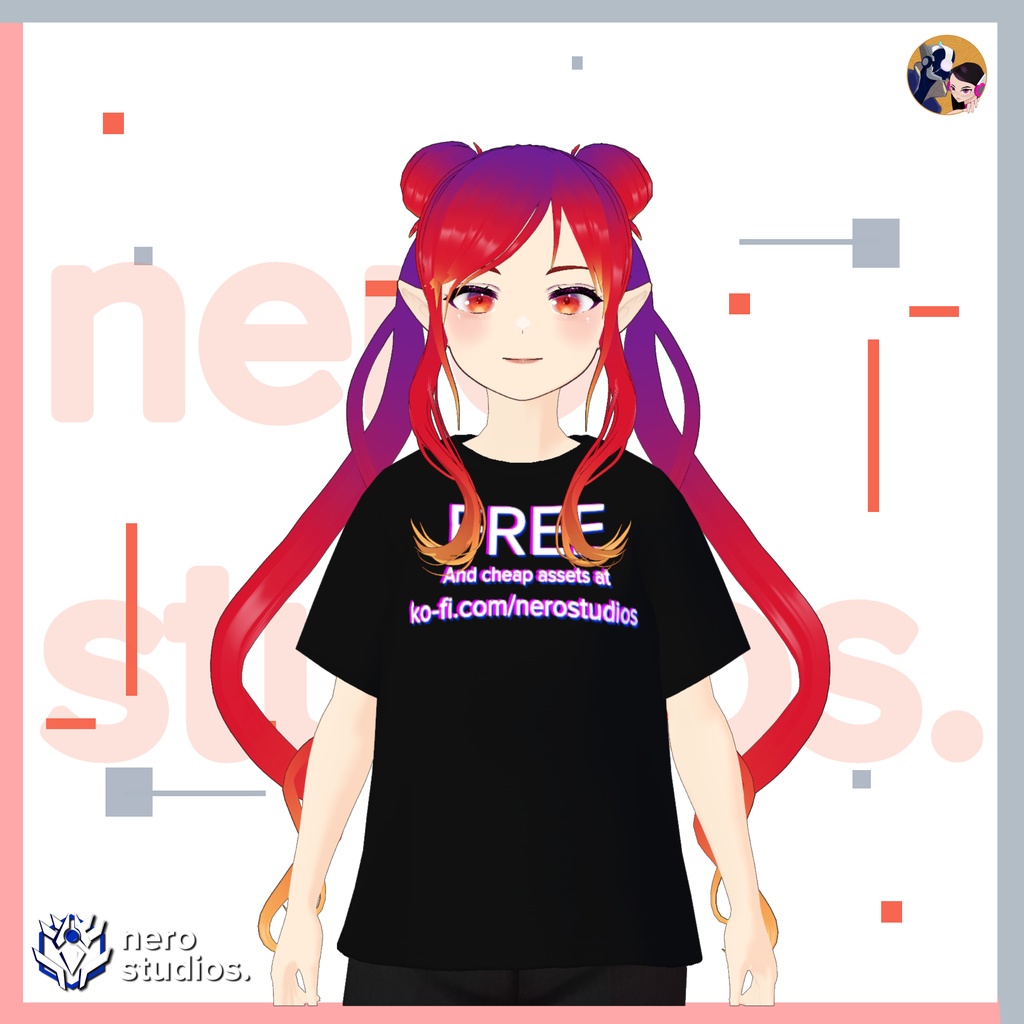 5 VROID HAIRSTYLES SET #2 (5 VROID FILES) / Vtuber hairstyles / Vroid hair assets ヘア ポニーテール 赤毛 ショートヘア 半坊主 髪