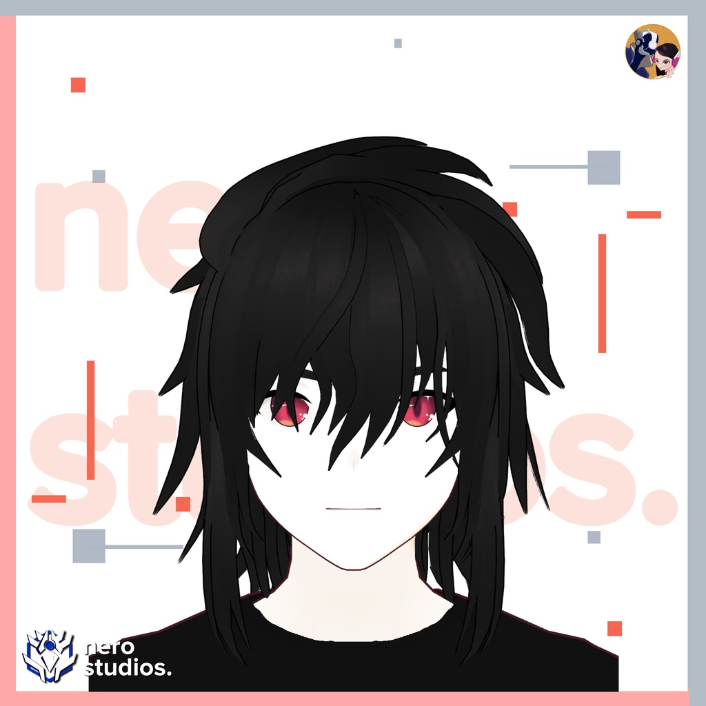 5 VROID HAIRSTYLES SET (5 VROID FILES) / Vtuber hairstyles / Vroid hair assets, short hair textures, hair assets. Horns, vampire hair, ponytail / 髪型 髪 ヘア ポニーテール 3Dモデル