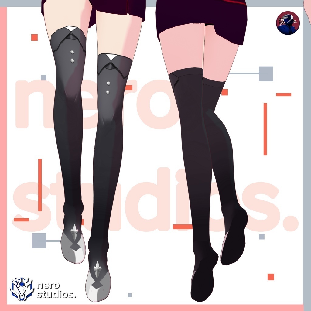 6 VROID SOCKS STOCKINGS MEGAPACK #2 / Vtuber socks, Vroid stocking textures, assets, presets / Vroid gothic socks / 【VRoid用】タイツ&ニーソックスセット ストッキング ソックス ブーツ ニーソ