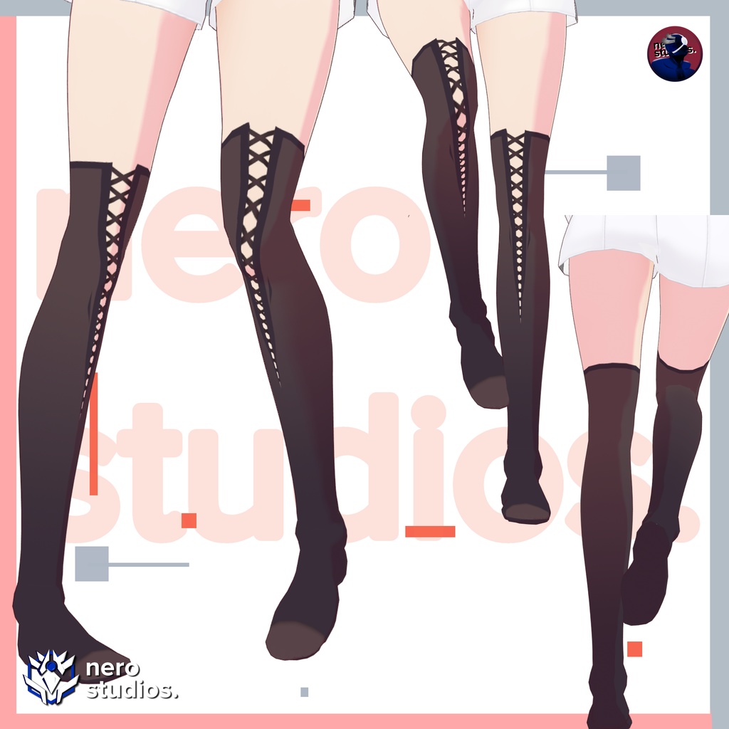 6 VROID SOCKS STOCKINGS MEGAPACK #2 / Vtuber socks, Vroid stocking textures, assets, presets / Vroid gothic socks / 【VRoid用】タイツ&ニーソックスセット ストッキング ソックス ブーツ ニーソ