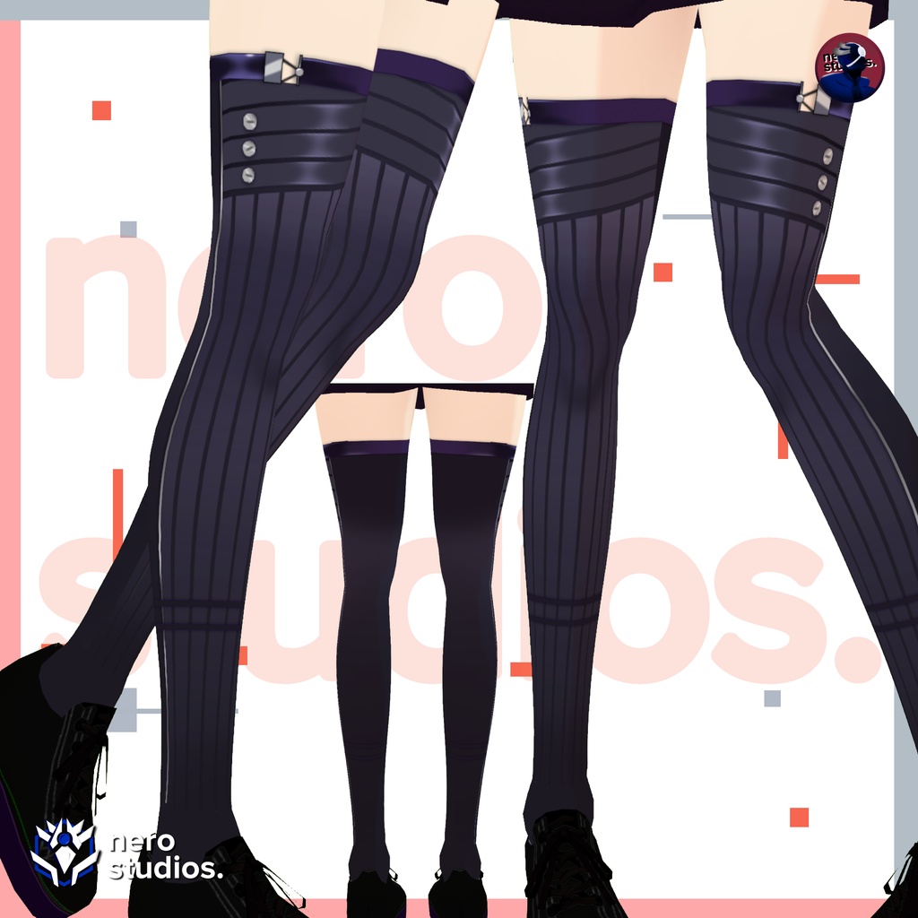 6 VROID SOCKS STOCKINGS MEGAPACK #2 / Vtuber socks, Vroid stocking textures, assets, presets / Vroid gothic socks / 【VRoid用】タイツ&ニーソックスセット ストッキング ソックス ブーツ ニーソ