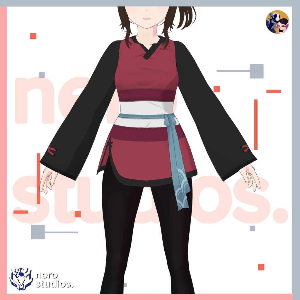 Vroid Clothes, Vroid Dress, Kimono, Coat, Hoodie, red dress, cute clothes Textures Set (PNG) color variations / VRoid用テクスチャ 日本語 黒ドレス コート 着物 パーカー かわいい服 スカート VRoidテクスチャ