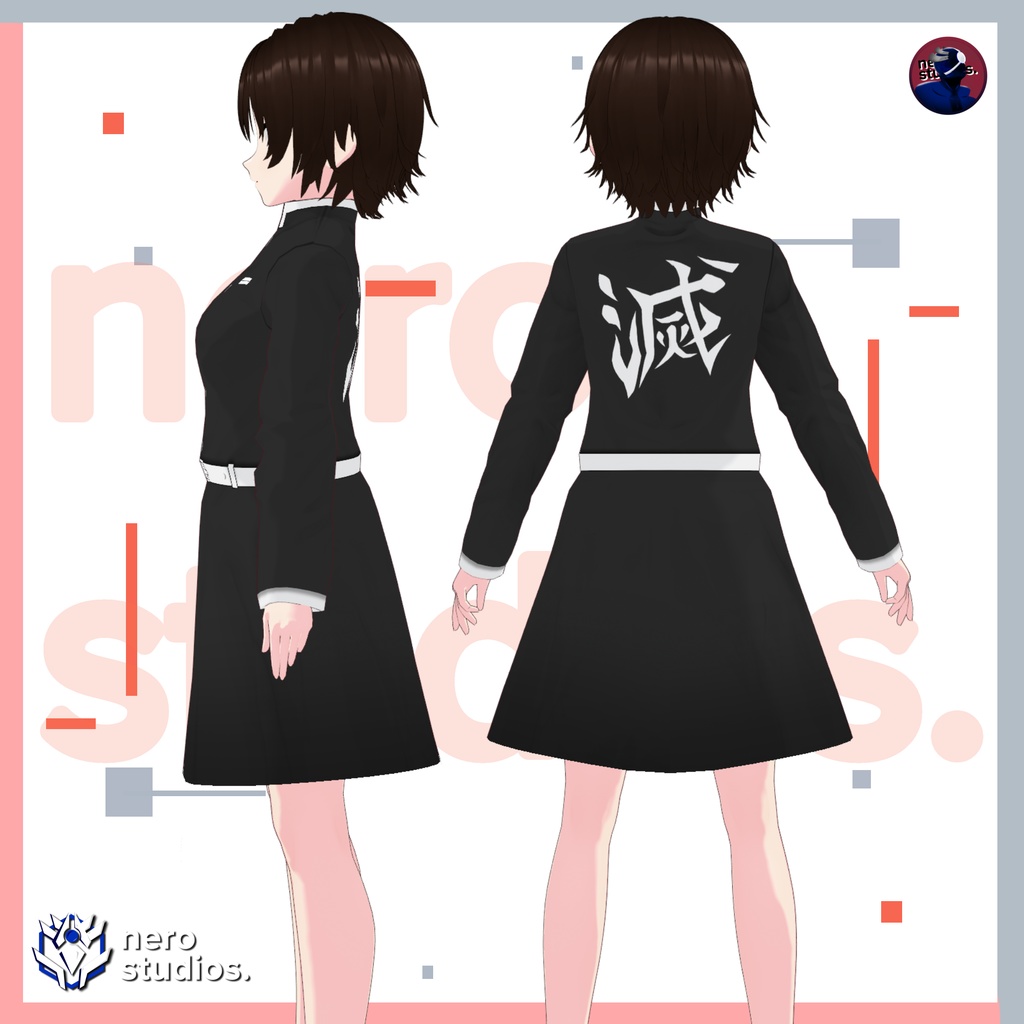 Vroid Clothes, Vroid Dress, Kimono, Coat, Hoodie, red dress, cute clothes Textures Set (PNG) color variations / VRoid用テクスチャ 日本語 黒ドレス コート 着物 パーカー かわいい服 スカート VRoidテクスチャ