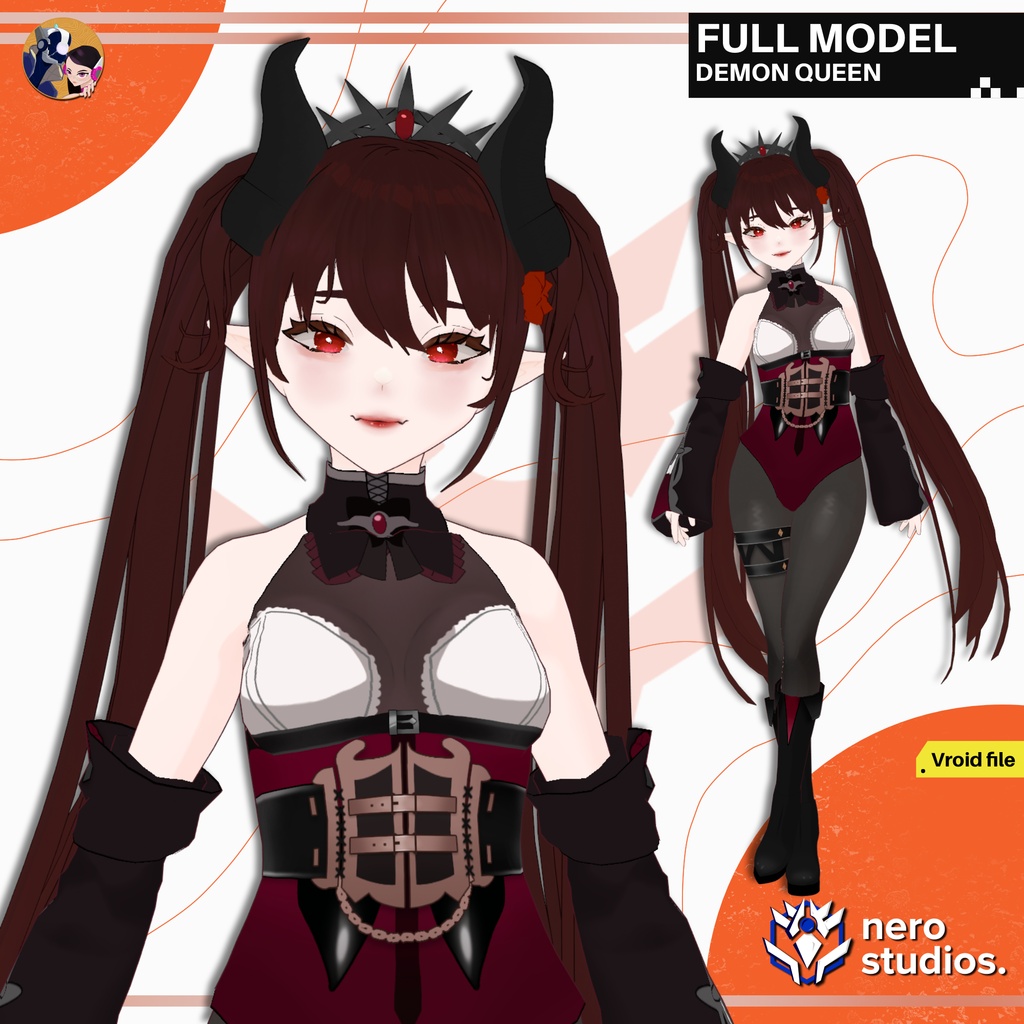 DEMON QUEEN SEXY GOTHIC SUCCUBUS HORNED ELEGANT (VROID FILE) / デーモン クイーン セクシー ゴシック サキュバス 角のある エレガント ハロウィン