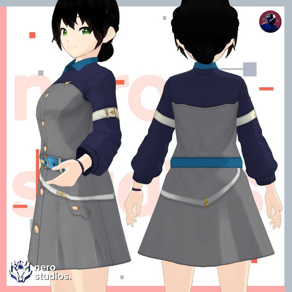 UNIFORM VROID TEXTURES (PNG), BLACK DRESS, MILITARY UNIFORM, COAT DRESS LIKE FANTASY SCIFI, COAT DRESS, UNIFORM PRIEST KNIGHT FANTASY / 制服 VROID テクスチャ 黒のドレス 軍服 ファンタジー コート 制服