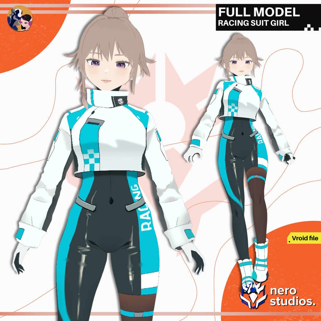 RACING SUIT GIRL (VROID FILE), SPORT GIRL, SEXY EMPOWERED レーシングスーツガール(VROIDファイル)、スポーツガール、セクシー強化 レザー