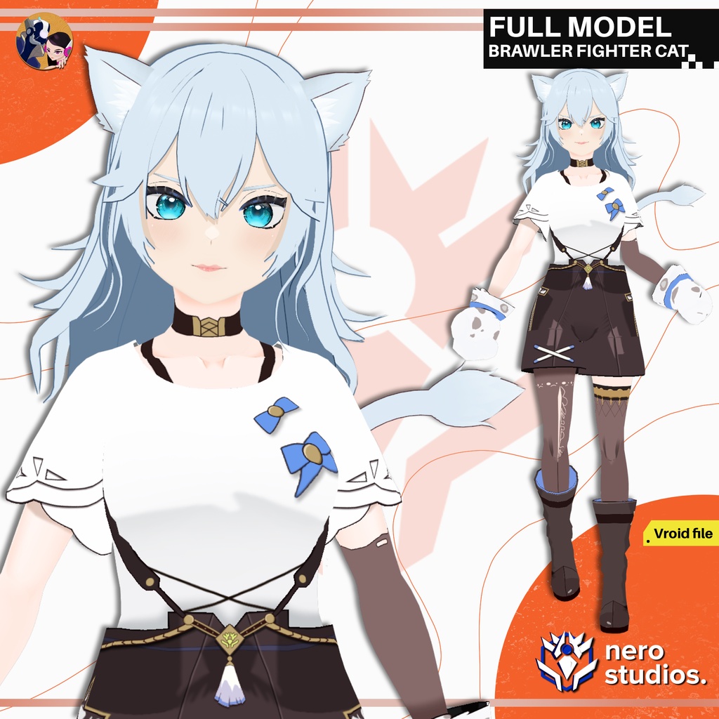BRAWLER FIGHTER CAT GIRL (VROID FILE) / (VROIDファイル) 猫耳 猫 セクシー キャットガール ブローラーファイター 子猫