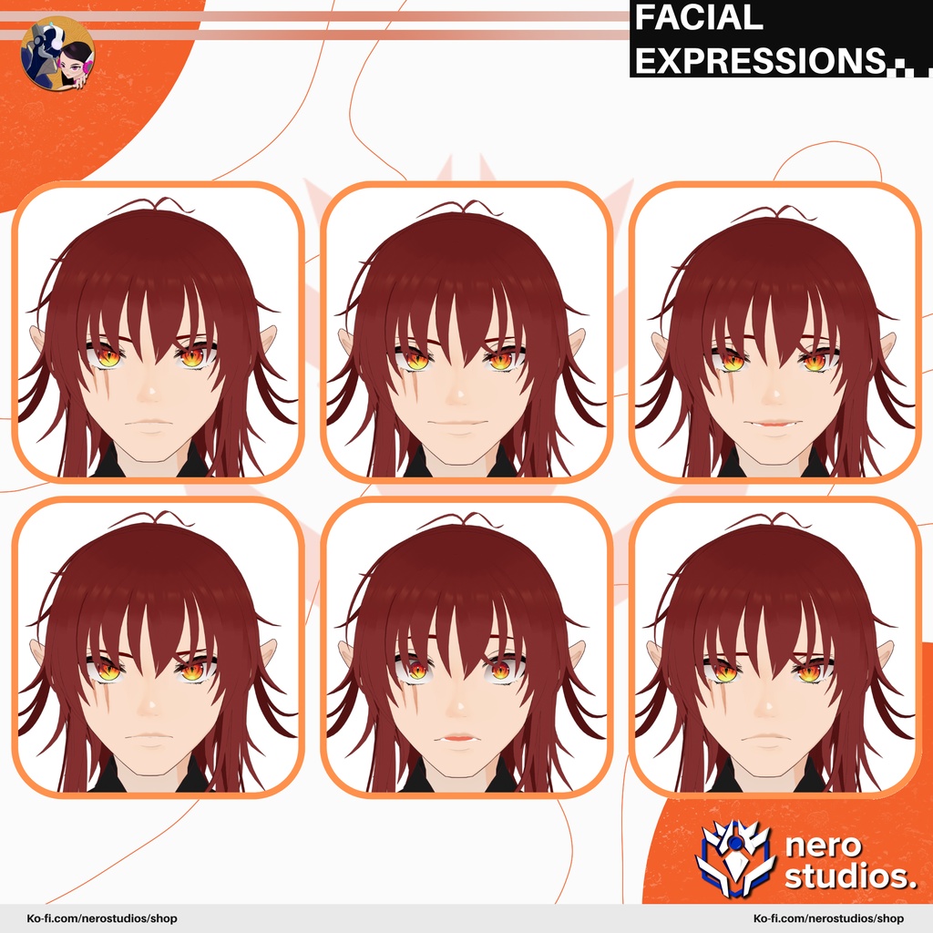 VAMPIRE ELF MALE FUTURISTIC RED SUIT ARMOR CYBERPUNK (VROID FILE) / 吸血鬼 赤いスーツ 妖精 未来的な サイバーパンク ハロウィン