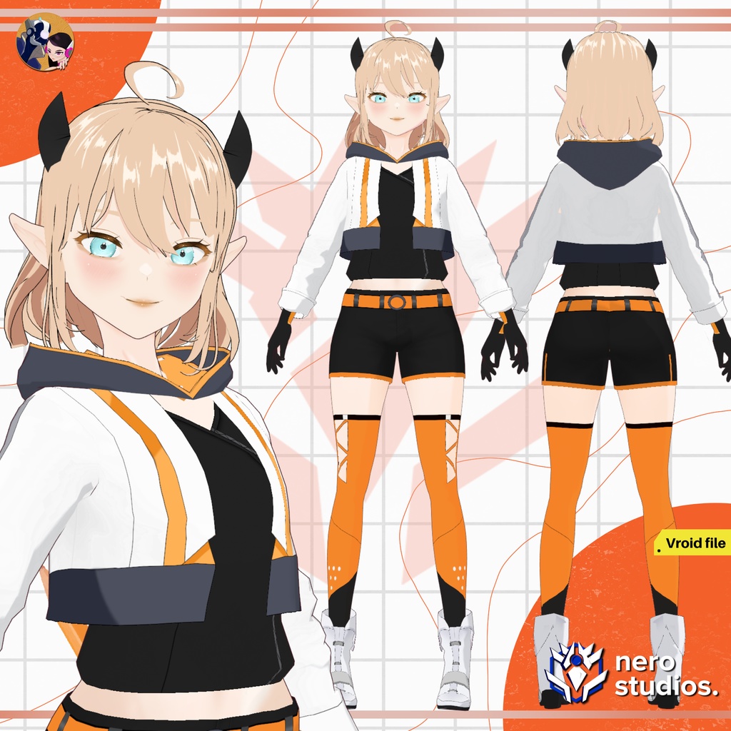 SCIFI DEMON GIRL CYBERPUNK SEXY ANIME GIRL SUCCUBUS ELF (VROID FILE)/ 空想科学小説 鬼 女の子 サイバーパンクセク シー アニメの女の子サ キュバス エルフ