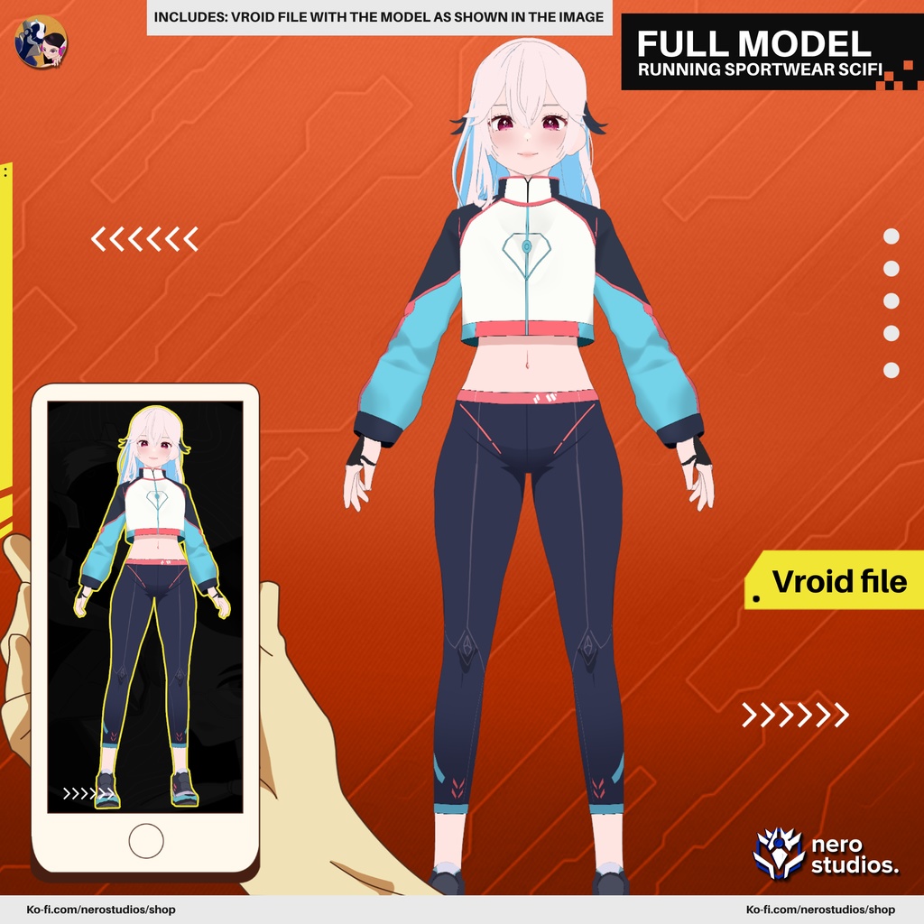 RUNNING SPORTWEAR SCIFI OUTFIT COSTUME SEXY BODYSUIT FUTURISTIC CUTE BRIGHT COLORS (VROID FILE) / ランニング スポーツウェア SF 衣裳 セクシー ボディスーツ 未来的 未来的 かわいい