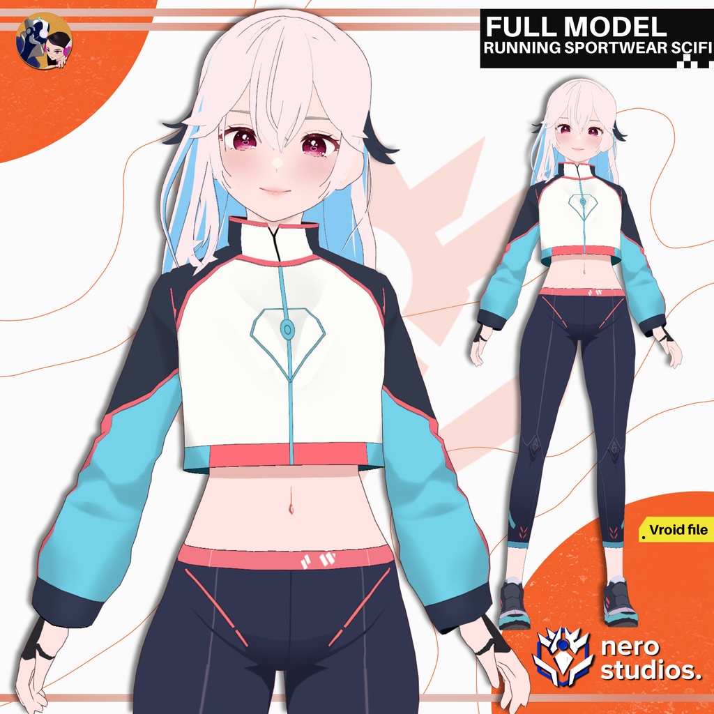 RUNNING SPORTWEAR SCIFI OUTFIT COSTUME SEXY BODYSUIT FUTURISTIC CUTE BRIGHT COLORS (VROID FILE) / ランニング スポーツウェア SF 衣裳 セクシー ボディスーツ 未来的 未来的 かわいい