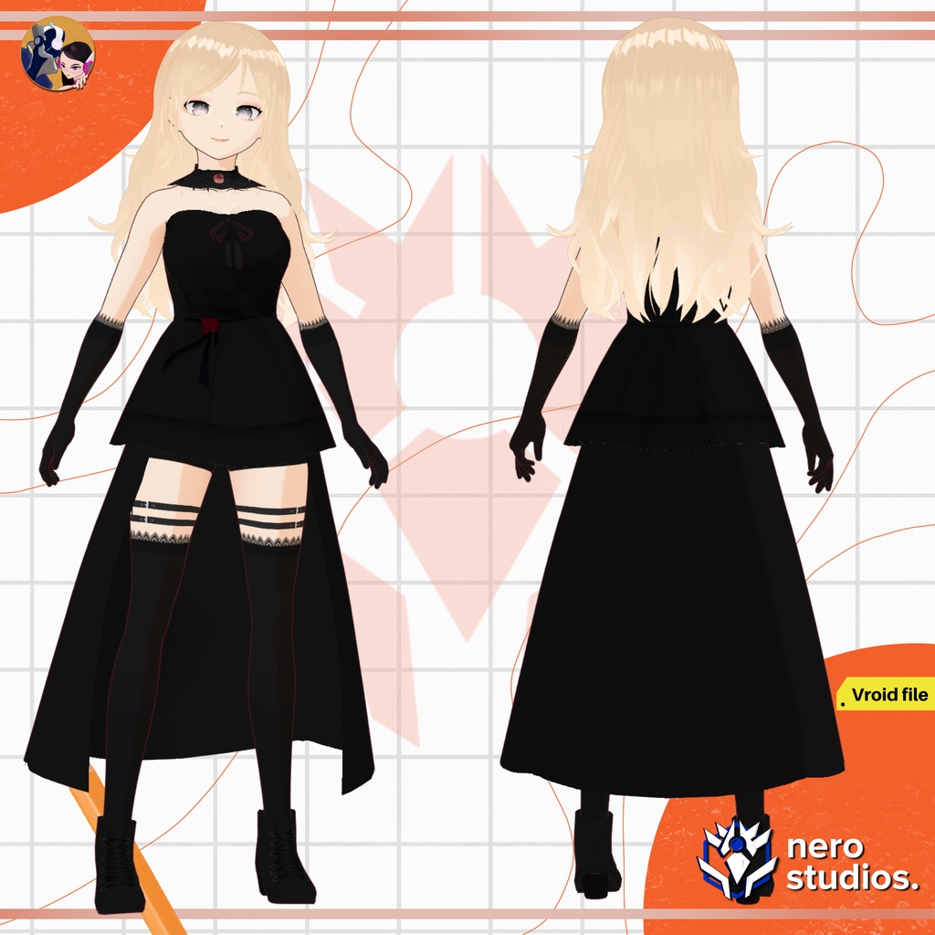 HALLOWEEN VROID MODELS, VAMPIRE GIRL, SEXY FAIRY, DEMON SUCCUBUS HORNED, ELF ELEGANT GOTHIC BLACK DRESS, DARK, VAMPIRE GOTHIC BLONDE GIRL / ハロウィンセット ハロウィン 吸血鬼 女の子 セクシー 妖精 悪魔 角のある ゴシック 黒 ドレス