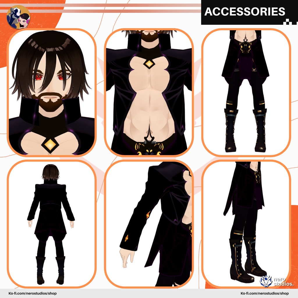 HALLOWEEN VROID MODELS, VAMPIRE MALE, VAMPIRE GOTHIC STYLE, VAMPIRE HUNTER LEATHER, WIZARD MALE, ELF GOTHIC BLACK OUTFIT, DARK / ハロウィン ヴァンパイア 男 ゴシック 暗い ハンター レザー 黒 ウィザード エルフ 悪魔 レッドアイズ