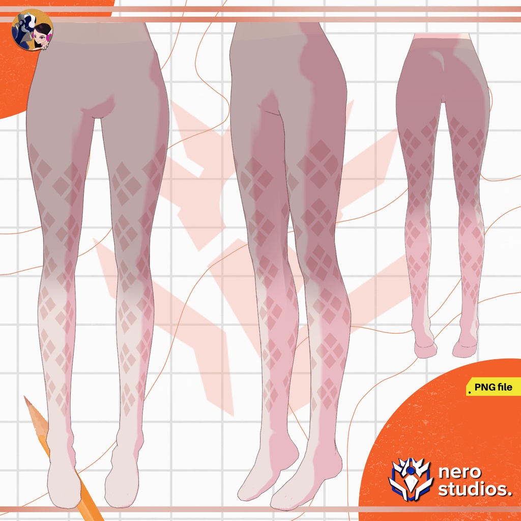 VROID CYBERPUNK STOCKINGS, VTUBER GOTHIC STOCKINGS, HALLOWEEN SET, DARK BLACK SOCKS, VROID CLOTHING, VTUBER OUTFIT/ハロウィンセット 可愛い ゴシック ストッキング ソックス ファンタジー 黒 ハイタイツ VRoid用 タイツ&ソックスセット ストッキング ソックス