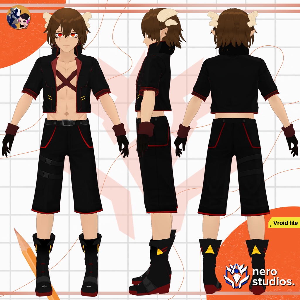 FANTASY RPG VROID MODELS, VTUBERS RPG, WARRIORS (VROID FILES) / 【#VRoid】ファンタジーRPG, VRoid models, ファンタジー系 魔法使い 武士 ブーツ VRoid用衣装