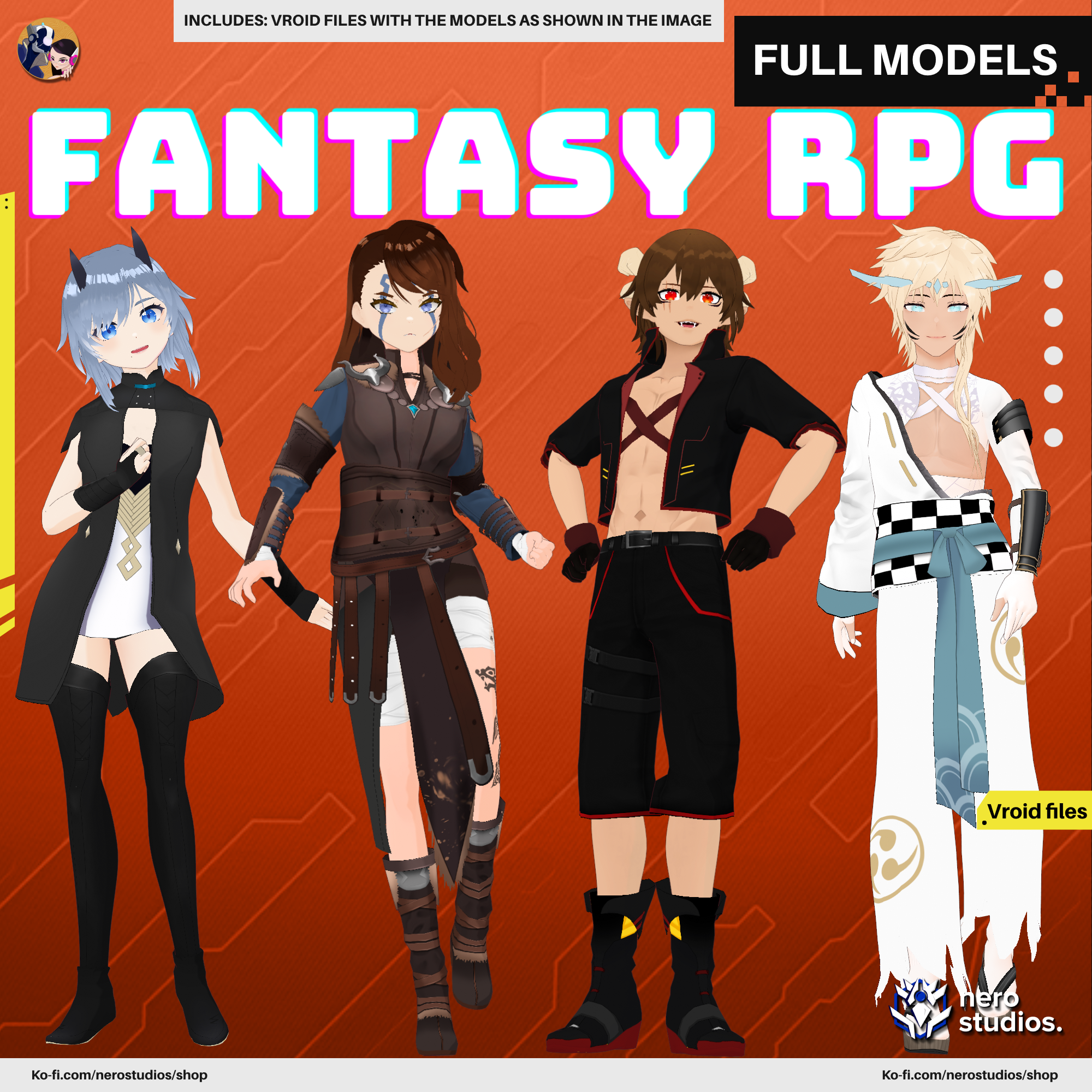 FANTASY RPG VROID MODELS, VTUBERS RPG, WARRIORS (VROID FILES) / 【#VRoid】ファンタジーRPG, VRoid models, ファンタジー系 魔法使い 武士 ブーツ VRoid用衣装