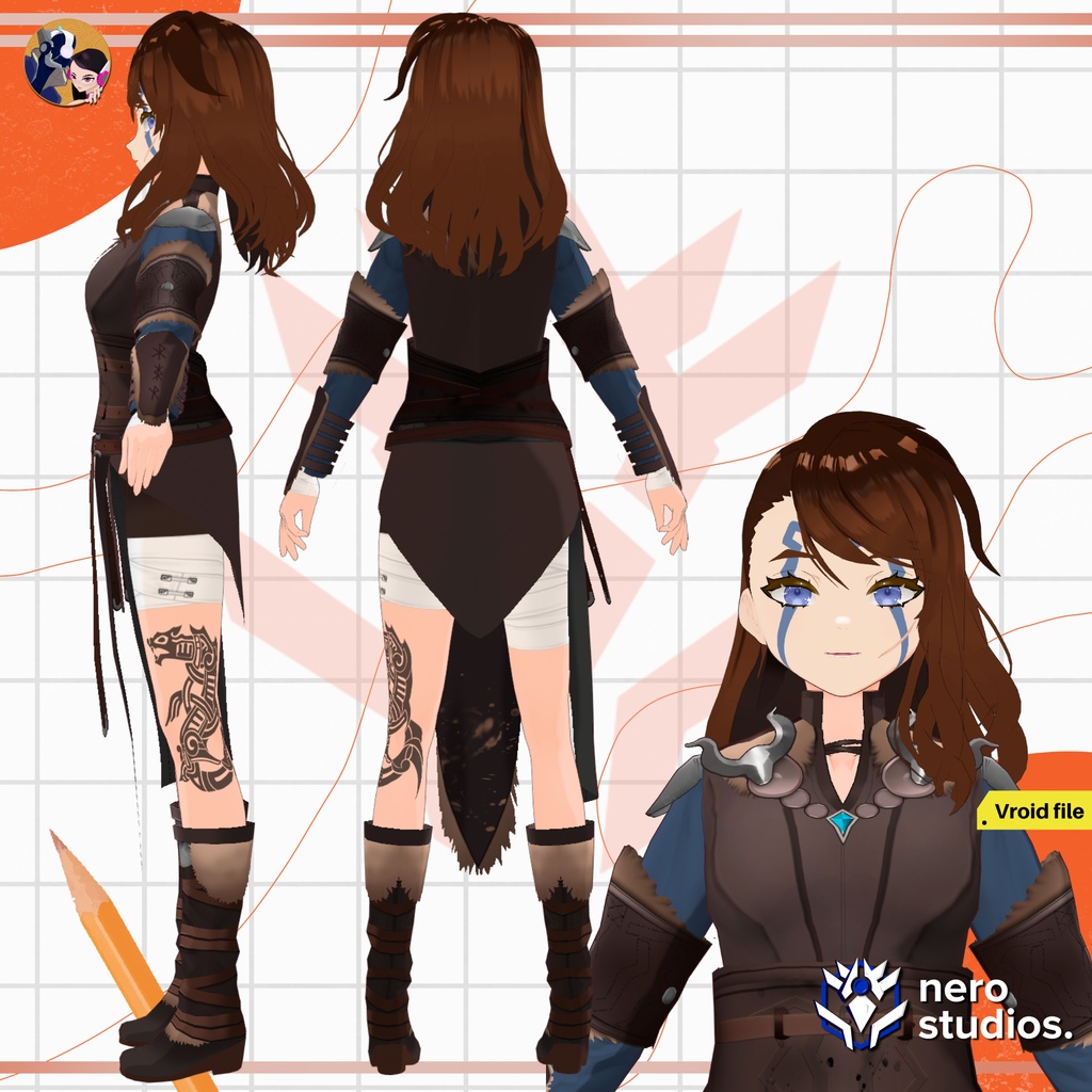 FANTASY RPG VROID MODELS, VTUBERS RPG, WARRIORS (VROID FILES) / 【#VRoid】ファンタジーRPG, VRoid models, ファンタジー系 魔法使い 武士 ブーツ VRoid用衣装