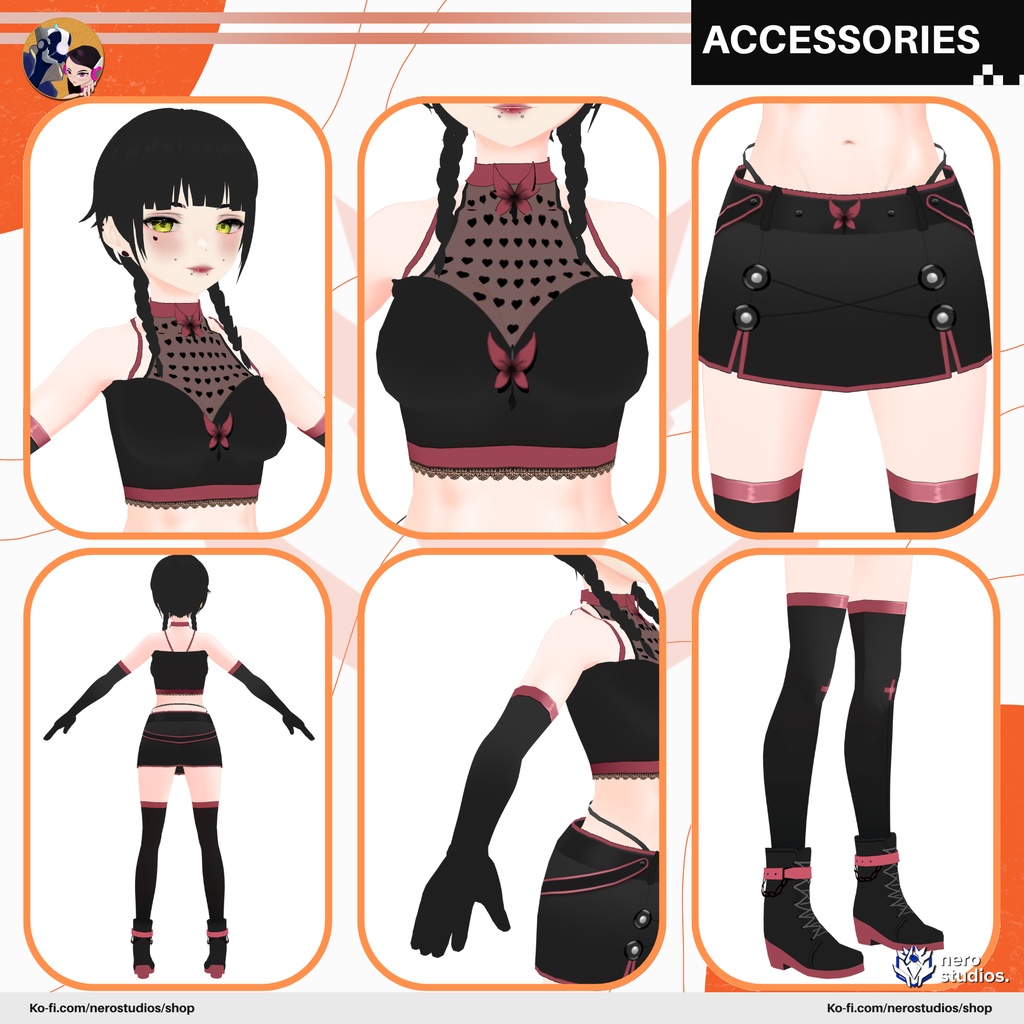 CYBERPUNK VTUBER, VAMPIRE ELF, SCIFI DEMON GIRL, CYBERWEAR FUTURISTIC OUTFIT (VROID FILE) / 3Dモデル サイバーパンク サイバーウェア 未来的な SF ヴァンパイア 都市