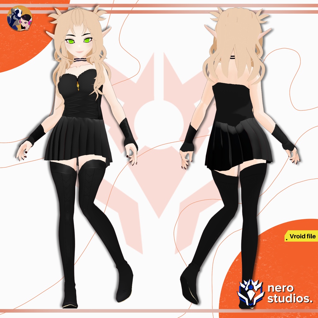 GOTHIC VAMPIRE ELF SEXY CORSET HIGH BOOTS MESSY HAIR (VROID FILE) / ゴシック ヴァンパイア エルフ セクシー コルセット