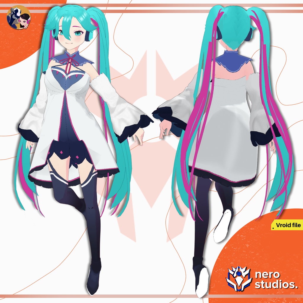 ELF FAIRY CUTE DRESS FANTASY DREAMY FULL OUTFIT AND HAIRSTYLE ANIME STYLE SET PRESET (VROID FILE) / 3Dモデル エルフ 妖精 ファンタジー ドレス タイツ ストッキング